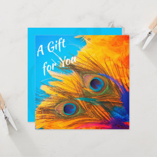 Convite De Penas De Pavão Azul-Aqua Azul-Corinto