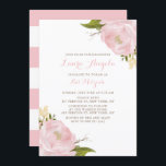 Convite De Peônias De Cor D'Água Rosa Bat Mitzvah<br><div class="desc">Celebre com este convite elegante e feminino do morcego mitzvah. Este convite floral de morcego mitzvah tem peônias cor-de-água rosa.</div>