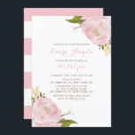 Convite De Peônias De Cor D'Água Rosa Bat Mitzvah<br><div class="desc">Celebre com este convite elegante e feminino do morcego mitzvah. Este convite floral de morcego mitzvah tem peônias cor-de-água rosa.</div>