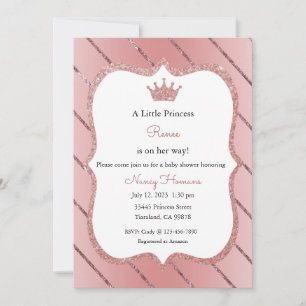 Convite de Pequena Princesa, Convite em Rose Gold