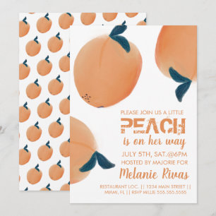 Convite de Pêssego para Chá de Bebê de Verão
