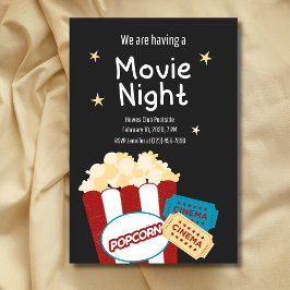 Convite de pipoca para noite de filme retrô legal