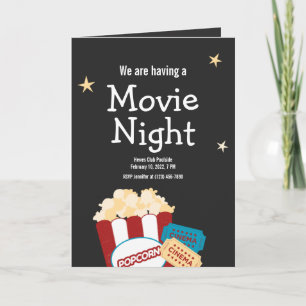 Convite de pipoca para noite de filme retrô legal