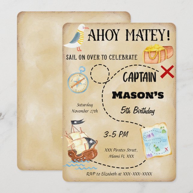 Convite de Pirata (Frente/Verso)