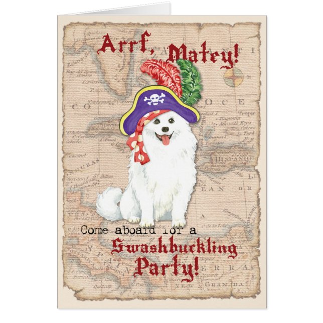 Convite de Pirata de Cães Eskimo Americano (Frente)