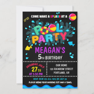 Convite de piscina de aniversário Convite para pis