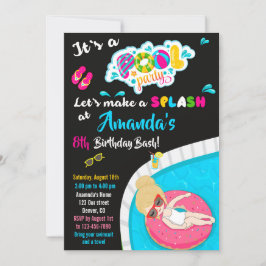 Convite de Piscina de convite de aniversário de Wa