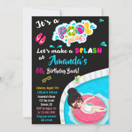 Convite de Piscina de convite de aniversário de Wa
