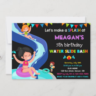 Convite de Piscina de convite de aniversário de Wa
