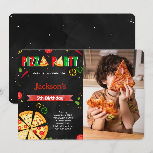 Convite de Pizza Editável (Frente/Verso)