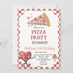 Convite de pizza retro amo vocês dois