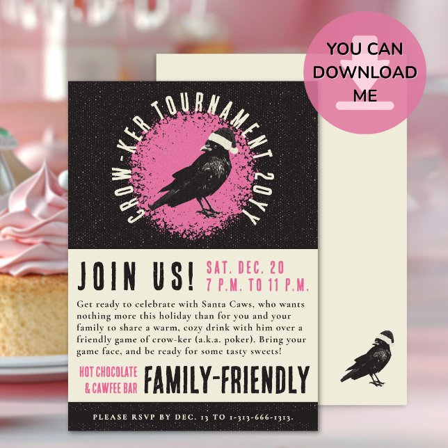 Convite de Poker e Crow Noturno de Jogo (Invite friends and family to a fun game night and light-hearted poker tournament this holiday season)