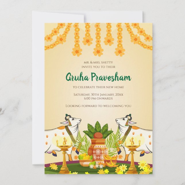 Convite de Pooja indiano Convite Gruha Pravesam (Frente)