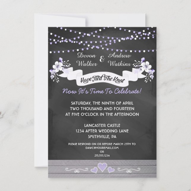 Convite de Pós-Casamento com Flores e Luzes em Qua (Frente)