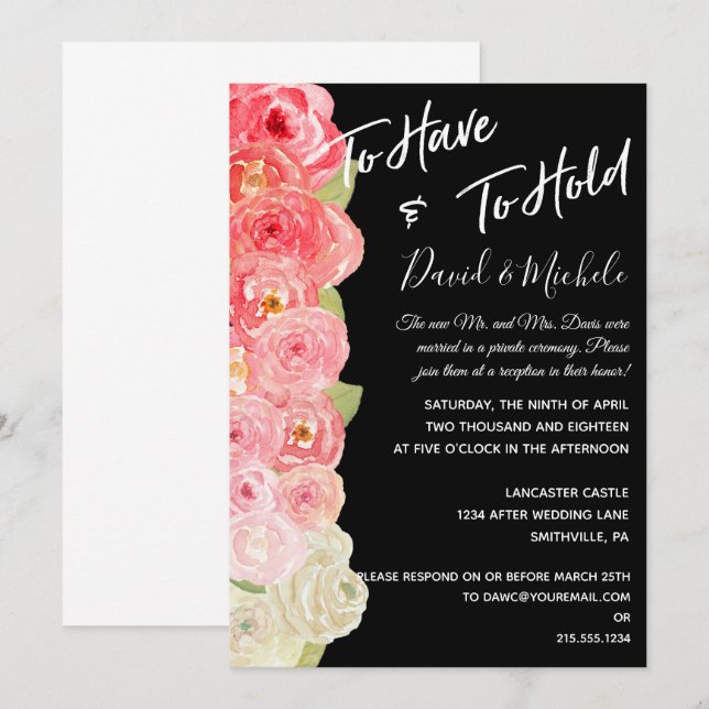 Convite de Pós-Casamento Floral em Aquarela (Frente/Verso)