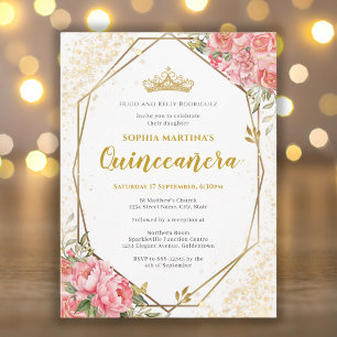 Convite de postagem para Quinceanera Rosa Rosa