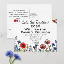 Convite de Postcard Floral para Reunião de Família