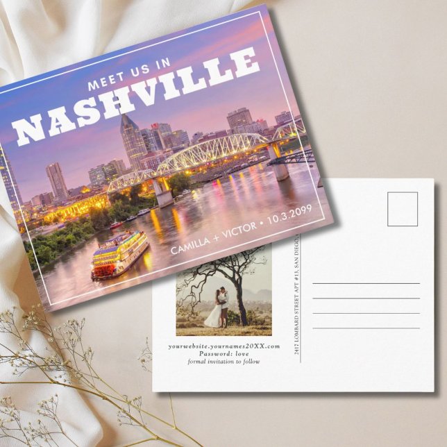Convite de Postcard para Salvar a Data de Casament (Nashville wedding save the date postcard)
