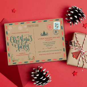 Convite de Postcard Rústico de Férias de Natal