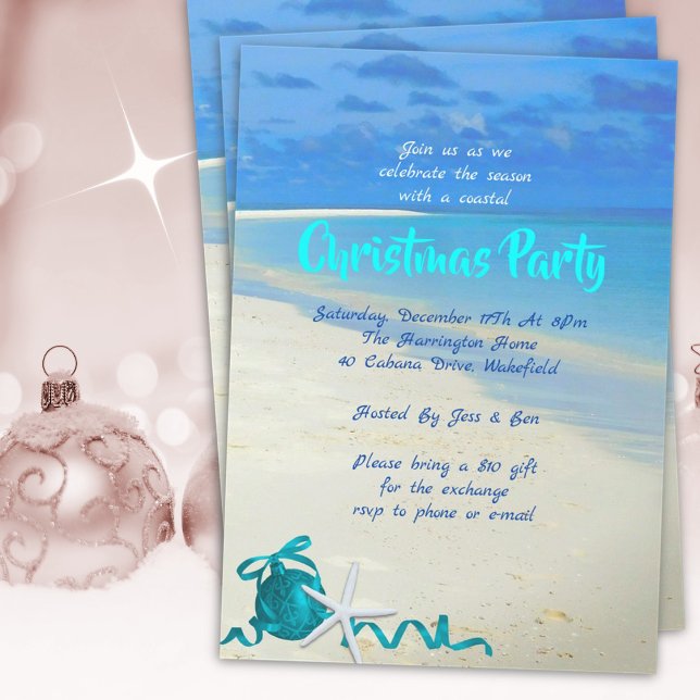 Convite de Praia de Natal com Areia e Mar (Criador carregado)