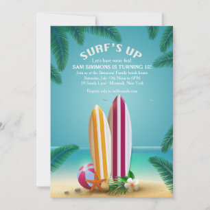 Convite de Pranchas de Surf de Festa na Praia