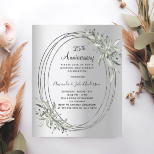 convite de prata de aniversário de 25 casamento