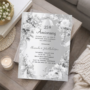 convite de prata do aniversário de 25 do casamento
