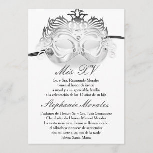Convite de prata do aniversário de Quinceanera do