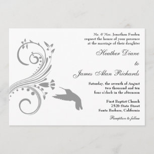 Convite de prata do casamento do colibri
