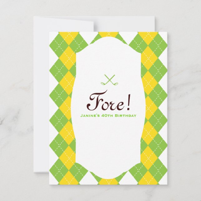 Convite de Pré-Disquete Argyle para Festa de anive (Frente)