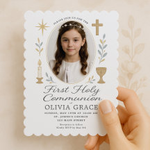 Convite de Primeira Comunhão Recortado para Menina