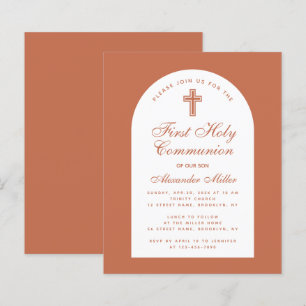 Convite de Primeira Comunhão Terracotta Budget Boy