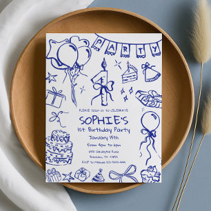 Convite de primeiro aniversario Azul, Aniversário 