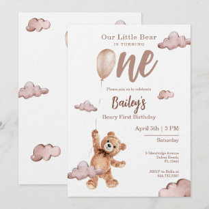 Convite de Primeiro Aniversário Beary