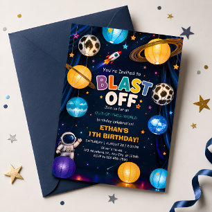 Convite de Primeiro Aniversário 'Blast Off' para M