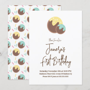 Convite de Primeiro Aniversário Bolas de Bolo Cute