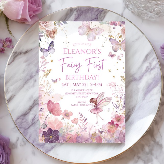 Convite de Primeiro Aniversário da Fada Floral Cap (Criador carregado)