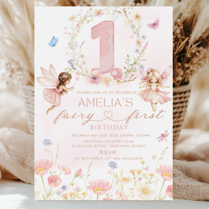 Convite de Primeiro Aniversário da Fada Menina, Fa