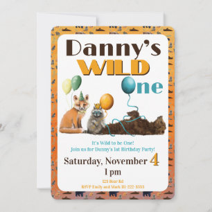 Convite de Primeiro Aniversário de Animais Wild On