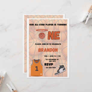 Convite de Primeiro Aniversário de Basquete Toda