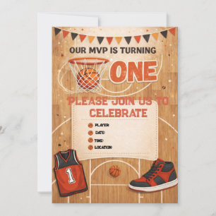 Convite de Primeiro Aniversário de Basquetebol