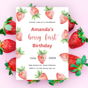 Convite de Primeiro Aniversário de Berry Morango