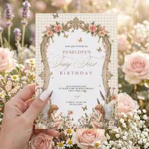 Convite de Primeiro Aniversário de Fada Jardim C