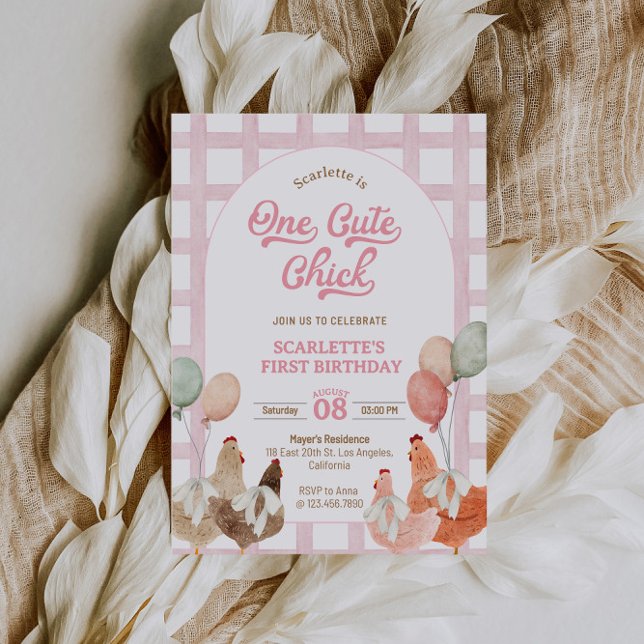 Convite de Primeiro Aniversário de Frango (Criador carregado)