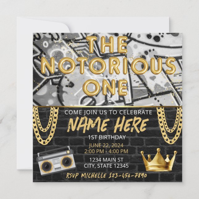 Convite de Primeiro Aniversário de Hip Hop  (Frente)