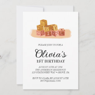Convite de Primeiro Aniversário de Menina
