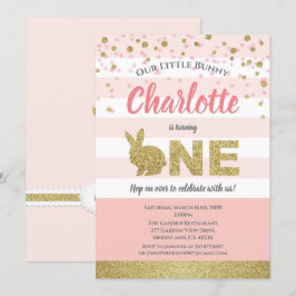 Convite de primeiro aniversário de menina coelho r