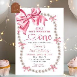 Convite de Primeiro Aniversário de Menina Rosa Coq