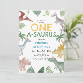 Convite de Primeiro Aniversário de Um A Saurus Din