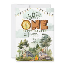 Convite de Primeiro Aniversário de Um Feliz Acampa